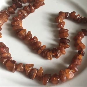 Vintage raw amber hand knotted necklace